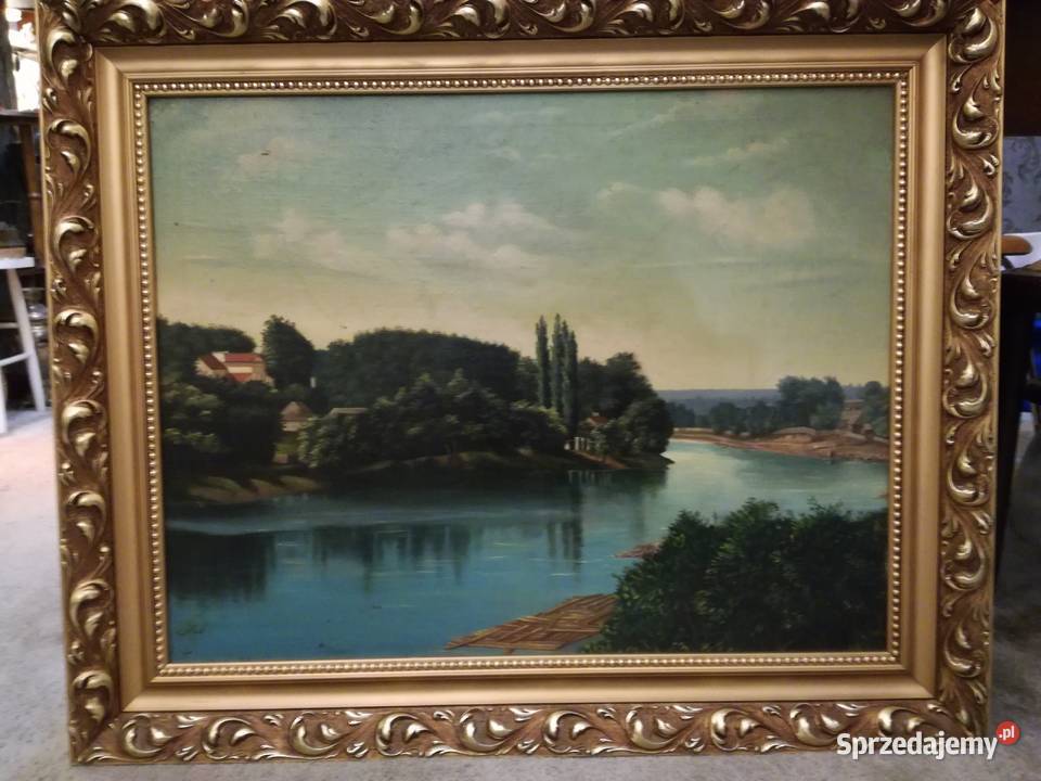 Obraz olejny krajobraz Wileńszczyzny z rzeką Kraków sprzedam