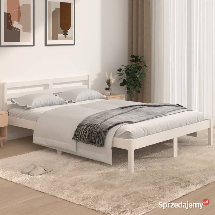 Rama łóżka z litego drewna sosnowego biała 140 x 145cm Warszawa