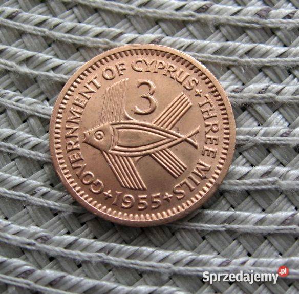 Cypr Brytyjski 3 Mils 1955r Ładna Antyki, Sztuka, Kolekcje wielkopolskie Kalisz