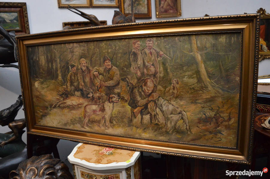 J FAŁAT MYŚLIWI PODCZAS POLOWANIA DUŻY OBRAZ Kraków