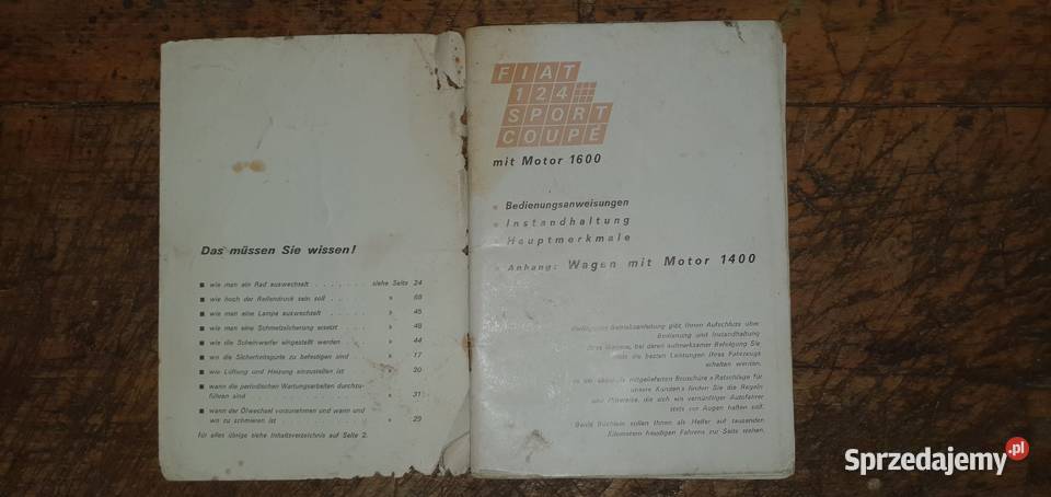 Instrukcja obsługi książka Fiat 124 Sport Coupe Wrocław