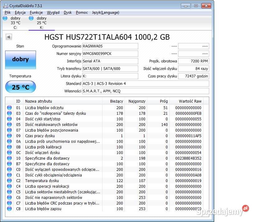 Dysk HGST WD Ultrastar 7K2 DC 1TB 35 HDD SATA Dębica