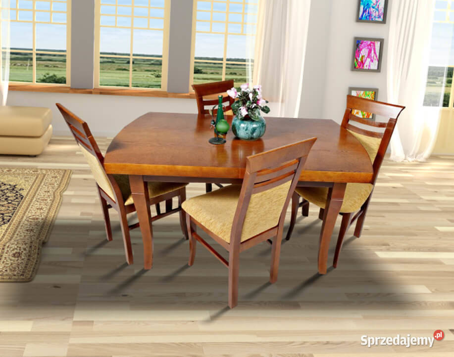Stół Dębowy KLOZE 6 krzeseł UŚMIECH lubelskie