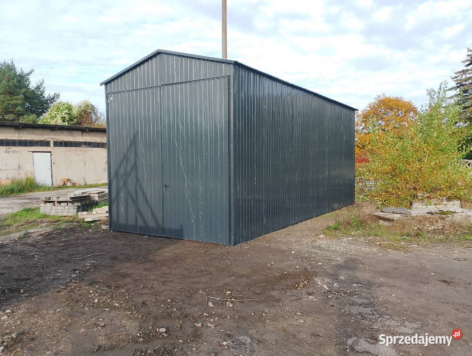 Duży Długi Grafitowy Garaż Blaszany Dwuspadowy Garaże i miejsca postojowe Hrubieszów