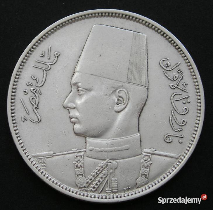EGIPT 10 PIASTRÓW 1937 KRÓL FARUK SREBRO