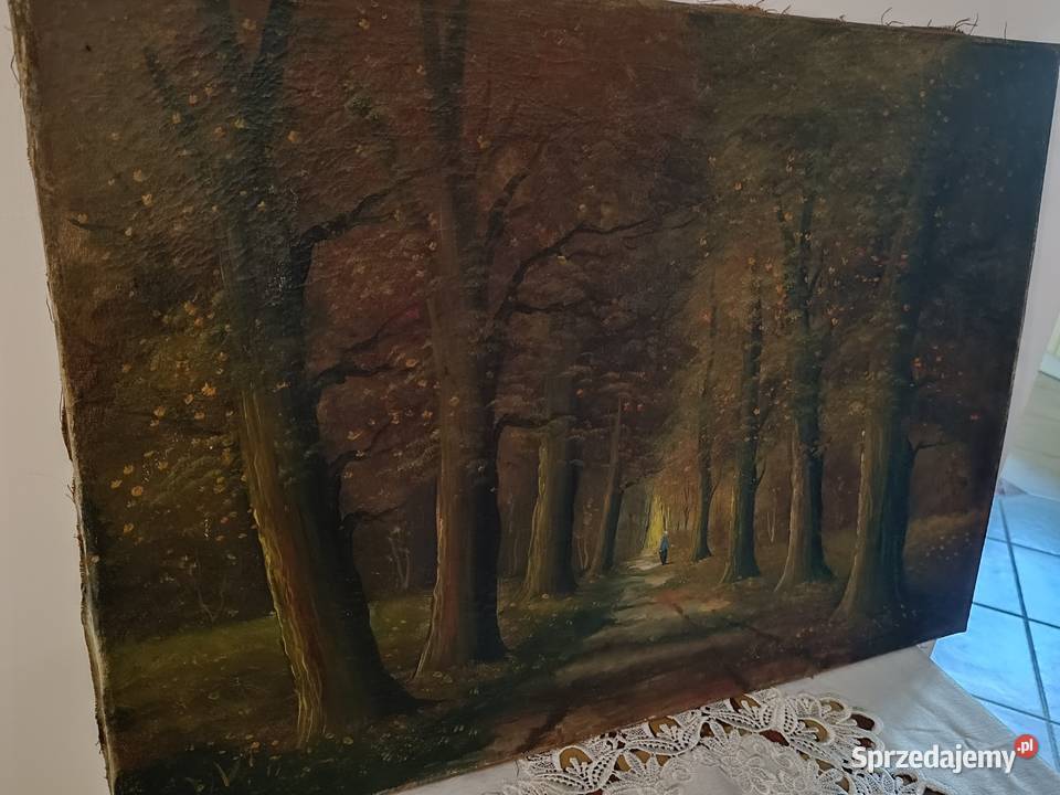 Stary obraz olejny na płótnie 70x50 Lipno sprzedam