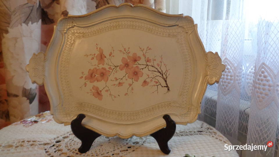 taca biała w kwiaty Dom i Ogród