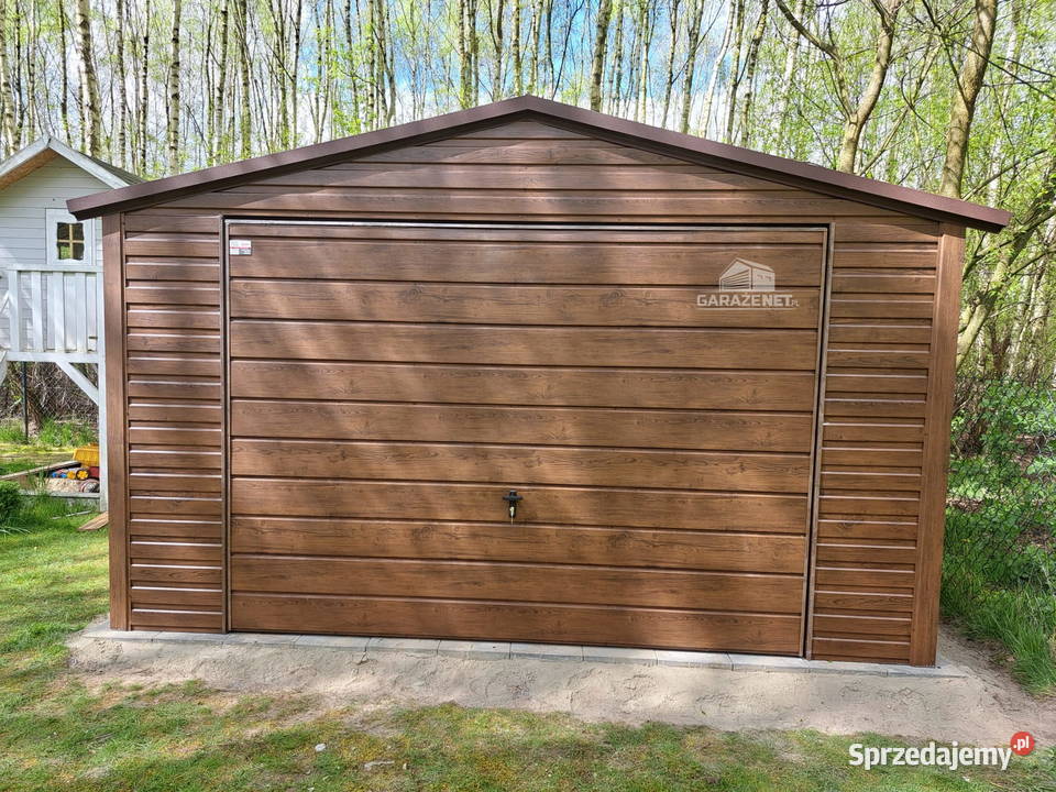 GARAŻ BLASZANY 4x6 BRAMA UCHYLNA DREWNOPODOBNY Łapanów