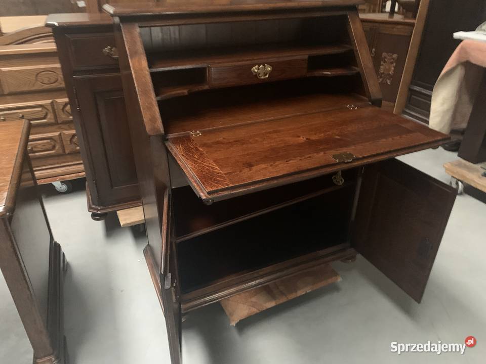 Piękny dębowy holenderski sekretarzyk 100 lite Ślesin
