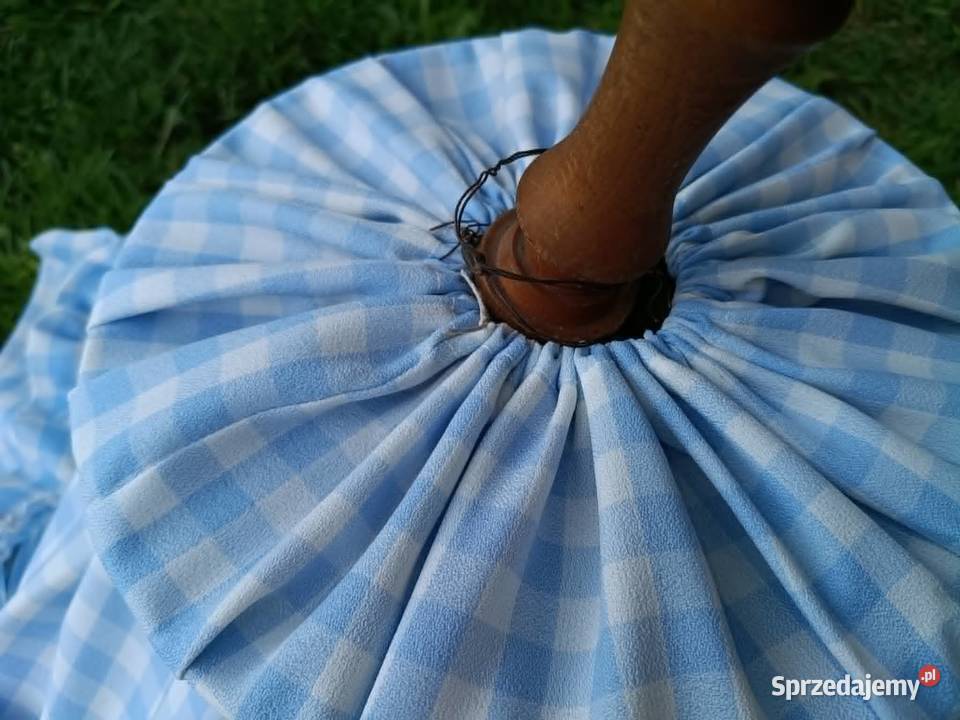Lampa wisząca PRL retro z materiałowym kloszem Lampy wiszące łódzkie Łódź