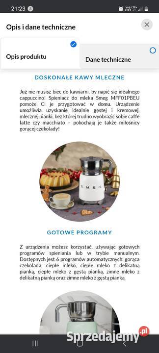 Spieniacz do mleka Smeg śląskie Szczekociny