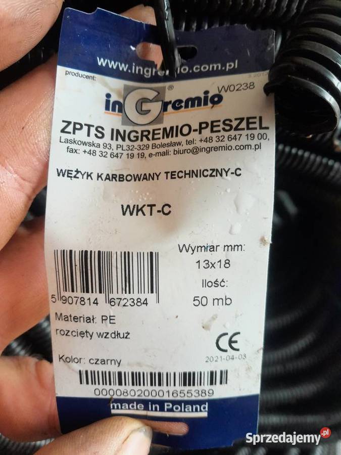 Peszel rura WKTC 13X18 RURKA KARBOWANA 50MB Tychów Nowy sprzedam