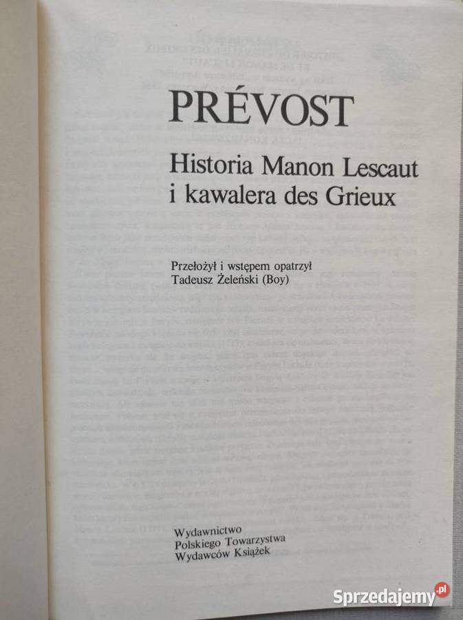 Historia Manon Lescaut i kawalera des Grieux Kielce sprzedam