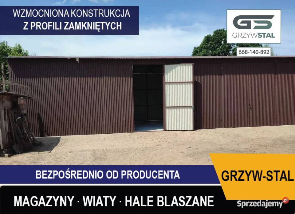 G22 Garaż Blaszany /Wiata Blaszana / Magazyn / Blaszany/ Hala - GRZYWSTAL