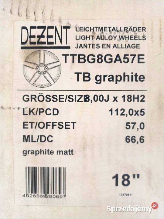 Alufelgi Dezent TB 18 5x112 et57 mazowieckie Płock