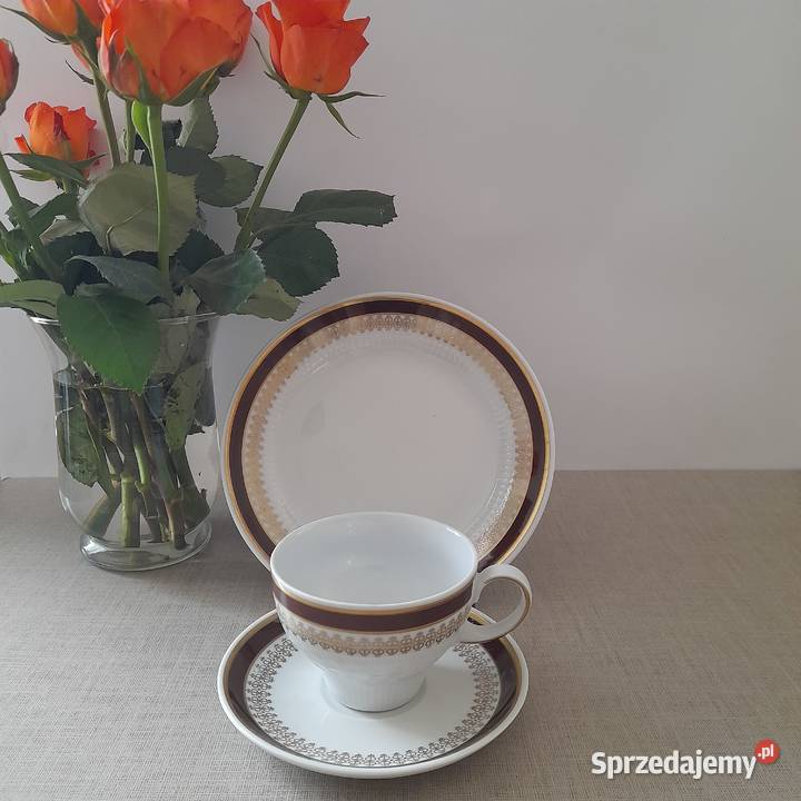 Trio śniadaniowe porcelanowe Kahla Niemcy DDR Bogatynia