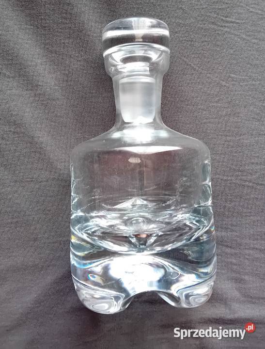 Masywna kryształowa karafka z grubym dnem wielkopolskie Koźminek