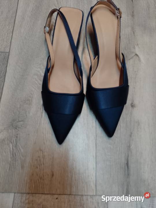 40 Granatowe czółenka wieczorowe z odkrytą piętą Kraków