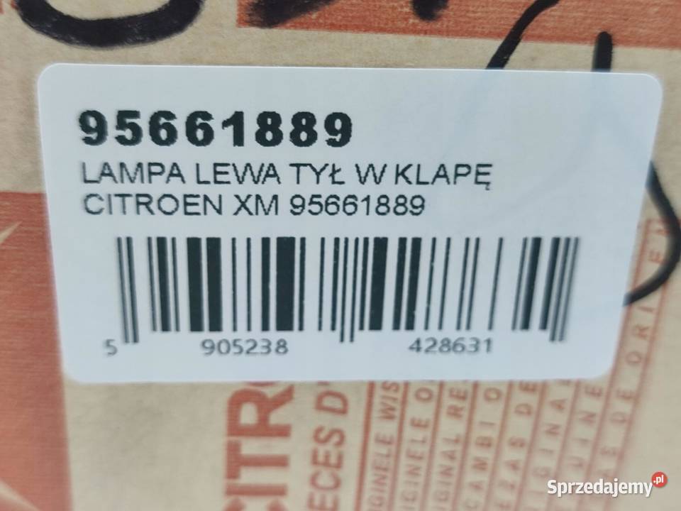 LAMPA LEWY TYŁ W KLAPĘ CITROEN XM Y3 19891994 sprzedam