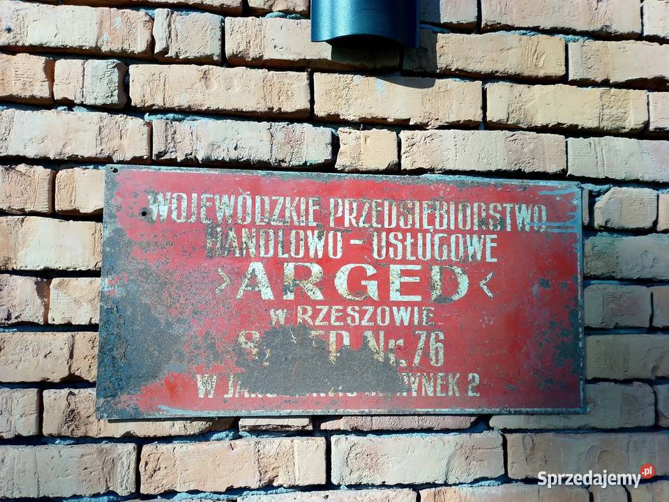 Tablica sklep stara mocny PRL loftt zabytek Jarosław
