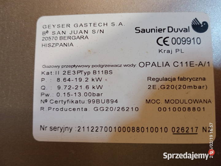 Komplet Saunier Duval PC 104 Opalia moduł Kielce