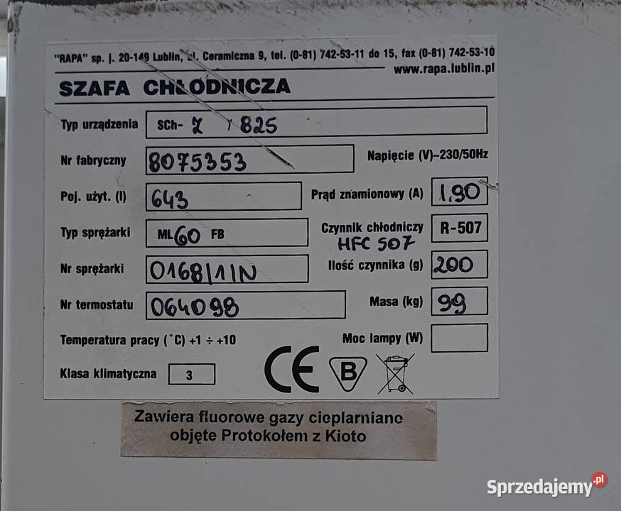 Szafa chłodnicza 30253 sprzedam