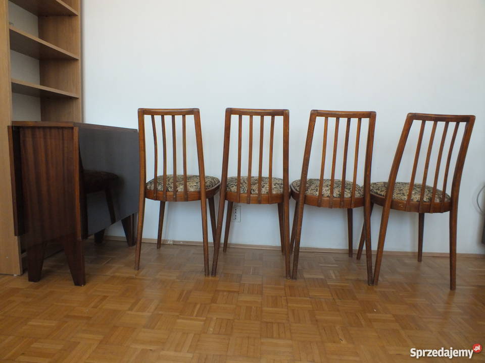 Drewniane krzesła tapicerowane i stół kuchenny Warszawa