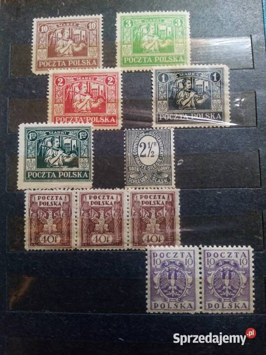 Znaczki Polskie II RP zabór pruski w Markach Tarnowskie Góry