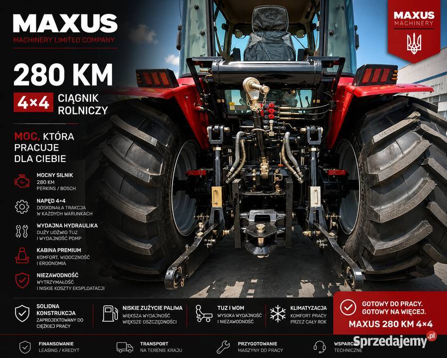 MAXUS 280 4x4 NOWY CIĄGNIK ROLNICZY KLASY Napęd 4x4 Ciągniki Aleksandrów Łódzki