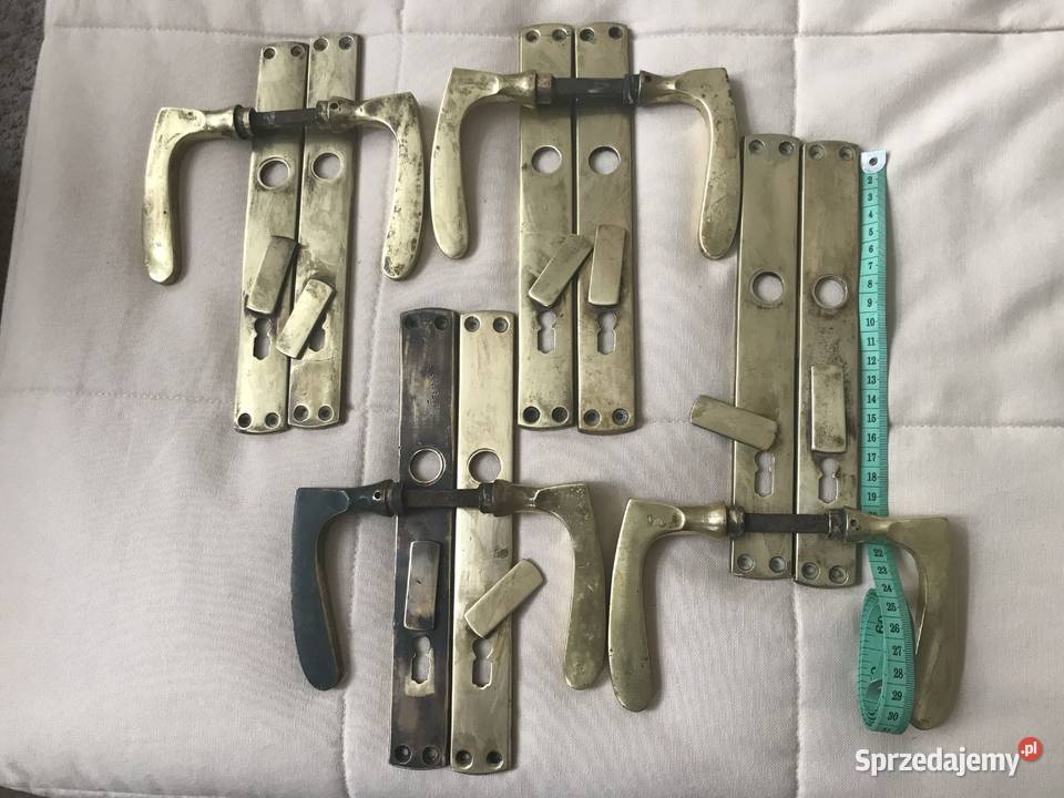 Stara mosiężna klamka z szyldem Zestaw małopolskie