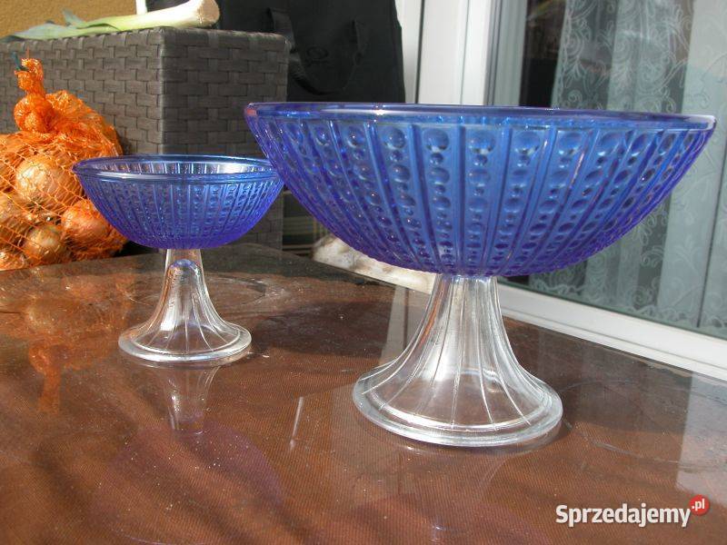 szklana patera na nóżce 2 sztuki Gorzów Wielkopolski