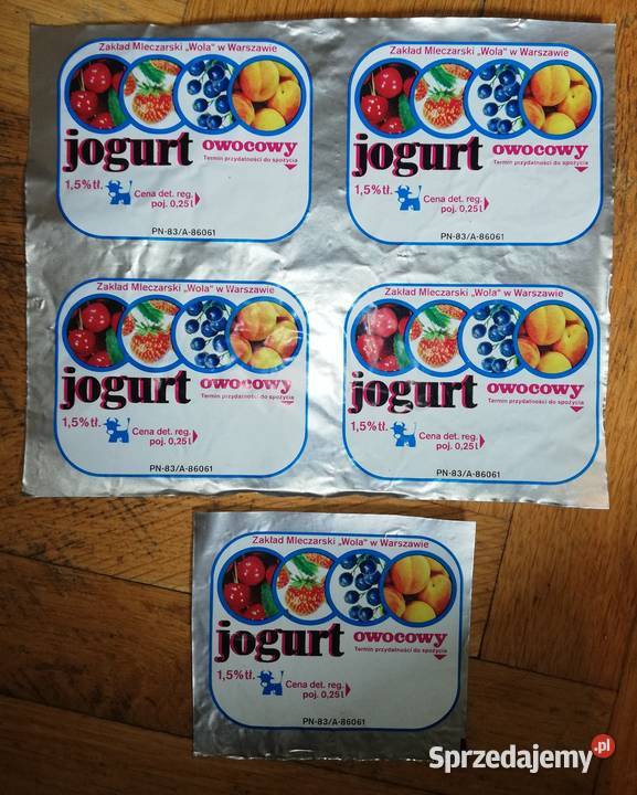 Jogurt PRL oryginale wieczka nieużywane 1983 r Warszawa