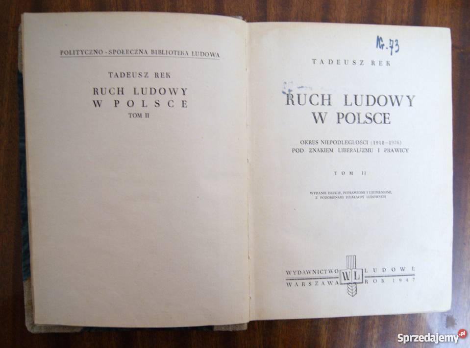 Tadeusz Rek Ruch ludowy w Polsce t II 1947 Proza i poezja