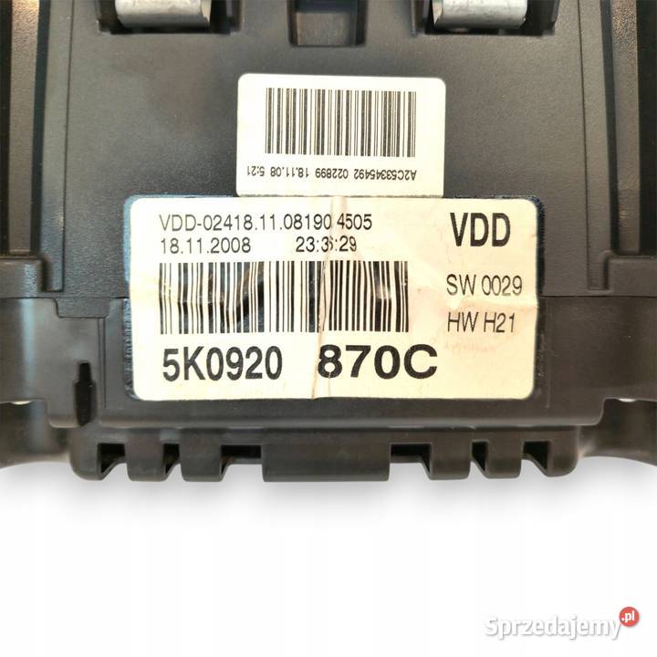 LICZNIK ZEGARY 5K0920870C VW Golf VI 20 TDI osobowe Chełm