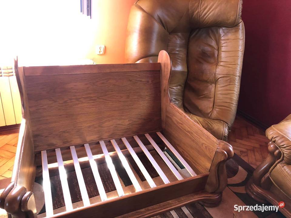 KOMPLET WYPOCZYNKOWY SKÓRZANY 321STÓŁ DĘBOWY Komplety wypoczynkowe Krosno