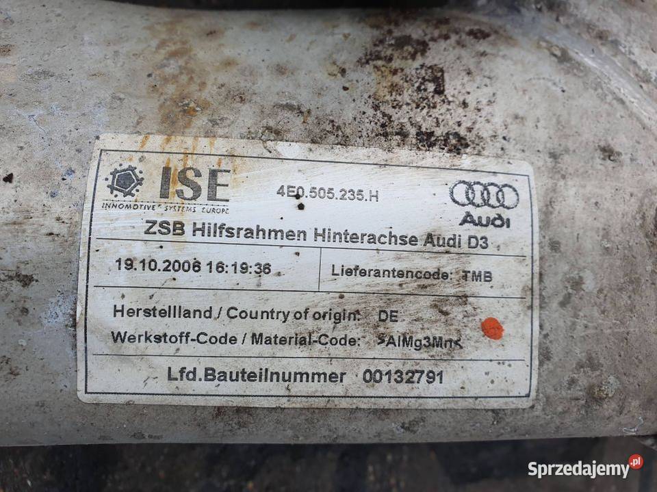 BELKA SANKI TYŁ AUDI A8 D3 W12 4E0505235H Pozostałe Lipno sprzedam