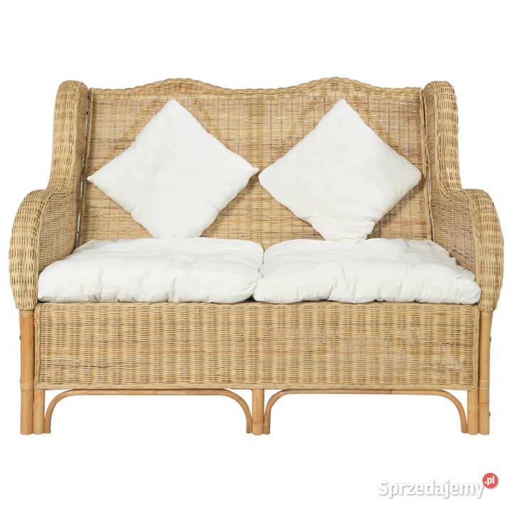 Sofa 2osobowa naturalny rattan i len WM325466 mazowieckie Warszawa
