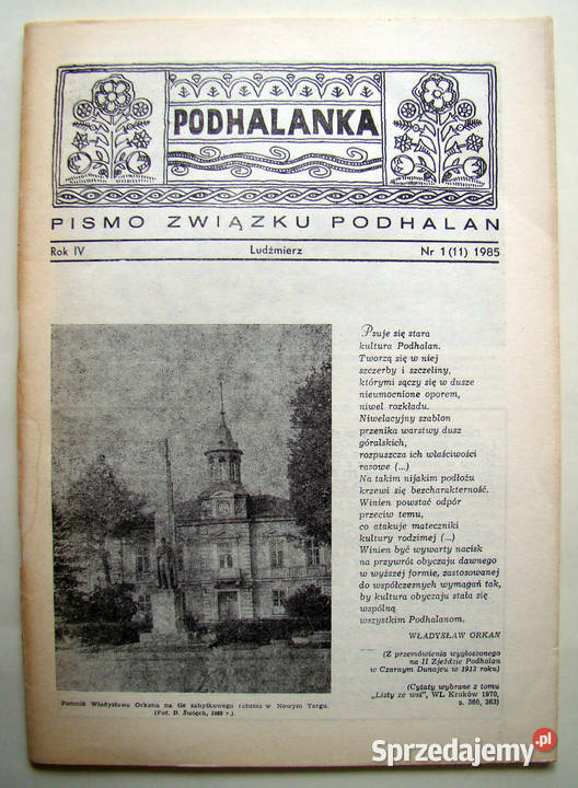 Podhalanka Pismo Związku Podhalan Ludźnierz Limanowa sprzedam