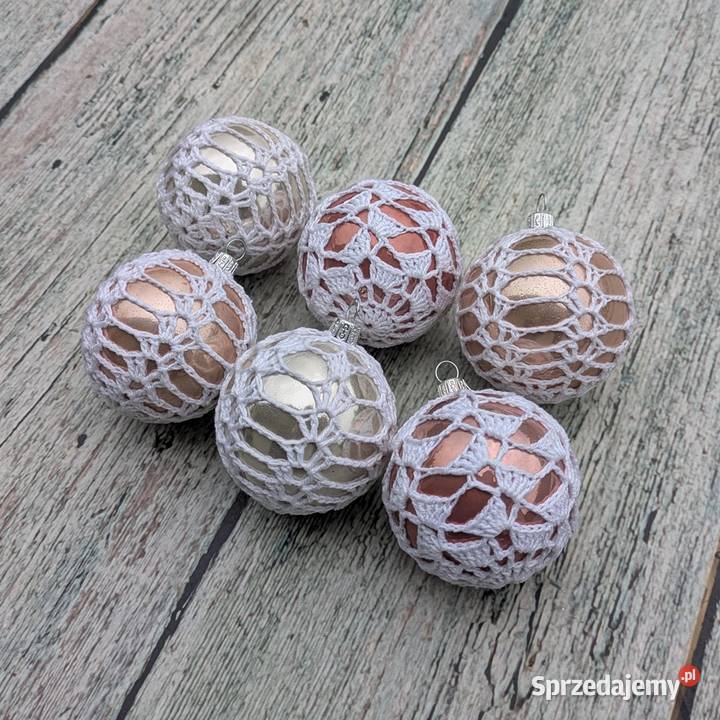 ZESTAW BOMBEK SZYDEŁKOWYCH 6 nowe handmade Dekoracje świąteczne łódzkie Gomunice