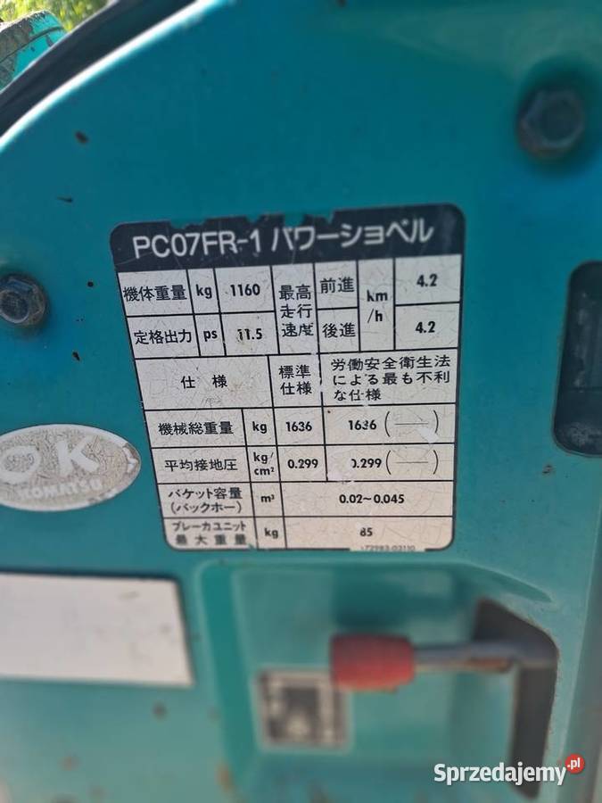 Kamatsu PC07 uszkodzona Motoryzacja Konary