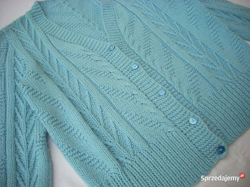 Sweter Zapinany Dziergany na Drutach 44 46 Nowy Sącz