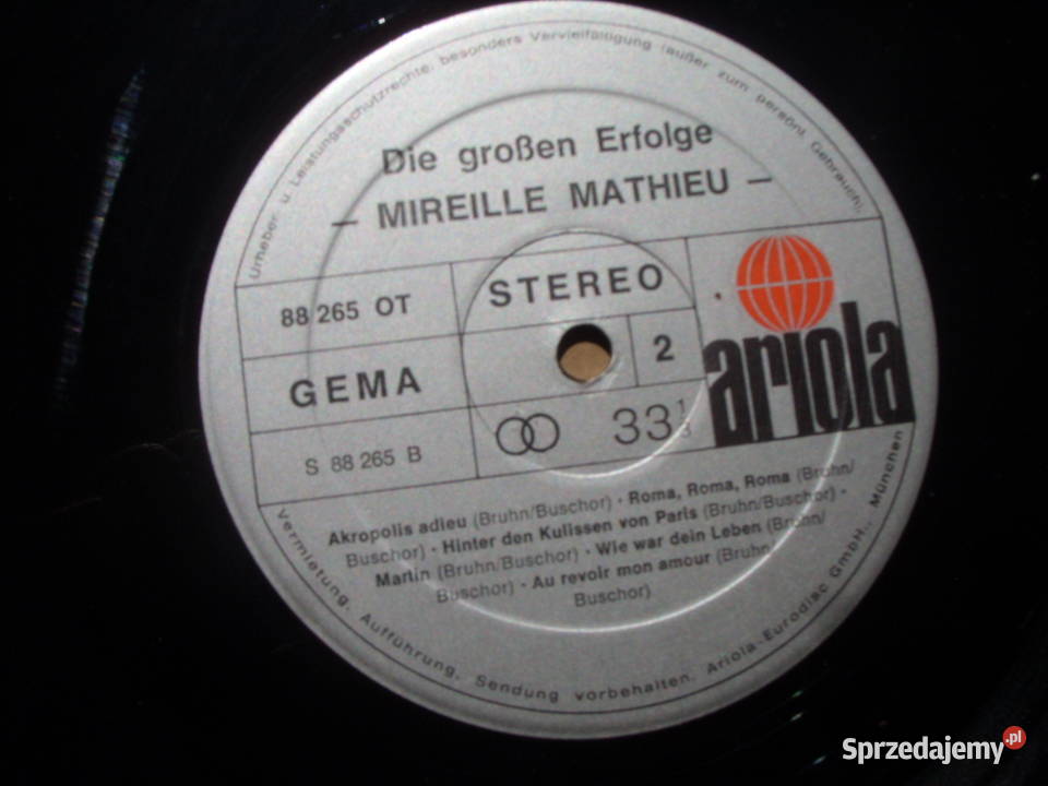 Winyl LP MIREILE MATHIEULA PALOME ADE ARIOLA Wołów