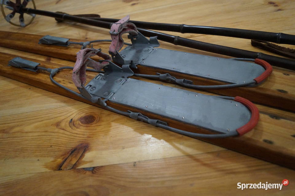 Stare narty jesionowe 180 z kijkami sprzedam