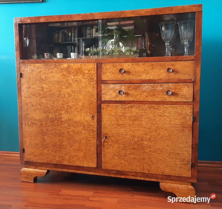 Wysoka komoda z witryną serwantka antyk 115cm Kraków sprzedam