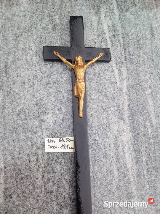 Krzyż duży czarny z wizerunkiem Strzegowo