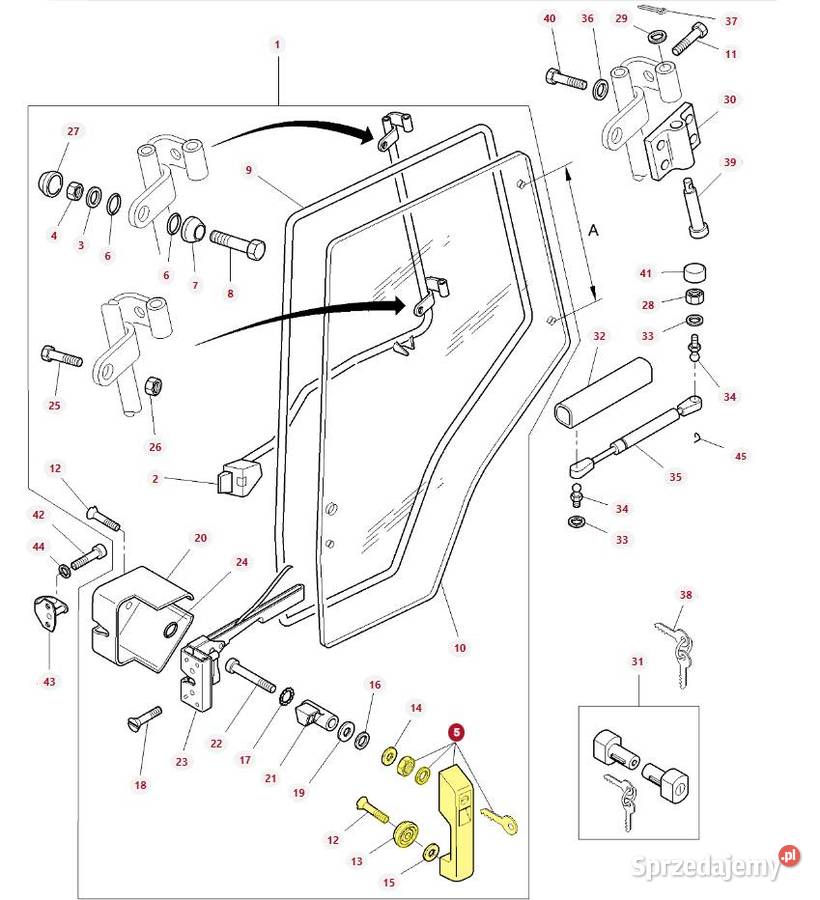 Klamka drzwi Massey Ferguson 3902356M91 ORYGINAŁ Kabina i karoseria Białystok