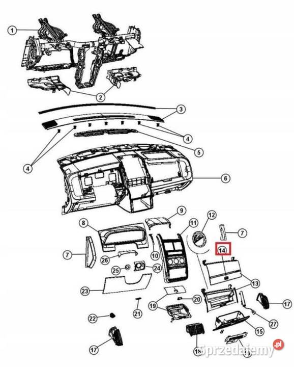 RĄCZKA KLAMKA SCHOWKA DODGE JOURNEY 0910