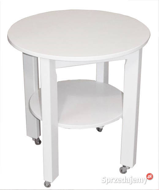 STÓŁ OKRĄGŁY FI 70 BLAT BIAŁY PÓŁMAT PÓŁKA ŁAWA Tołkiny