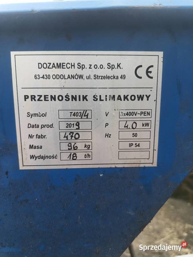 Żmijka przenośnik ślimakowy fi 150 12 metrów Syski