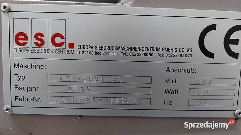 Maszyna sitodrukowa ATMACE 710G TUNEL UV EPS SUV Usługi dla firm